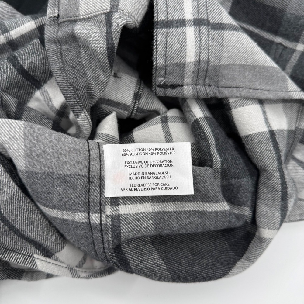 Woolrich Mens Granite Plaid Flannel Button Down Shirt Grey Black White Large NEW - Picture 9 of 11